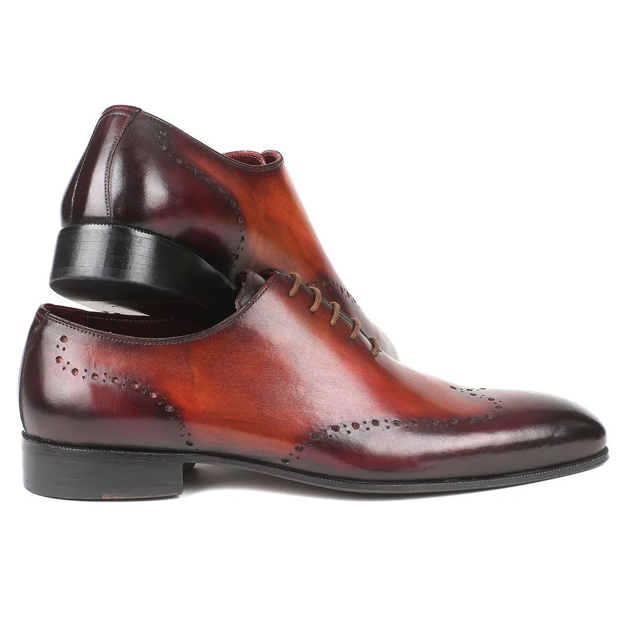 Paul Parkman 84BT76 Men's Shoes Brown & Bordeaux Calf-Skin Leather Wholecut Oxfords (PM6292)