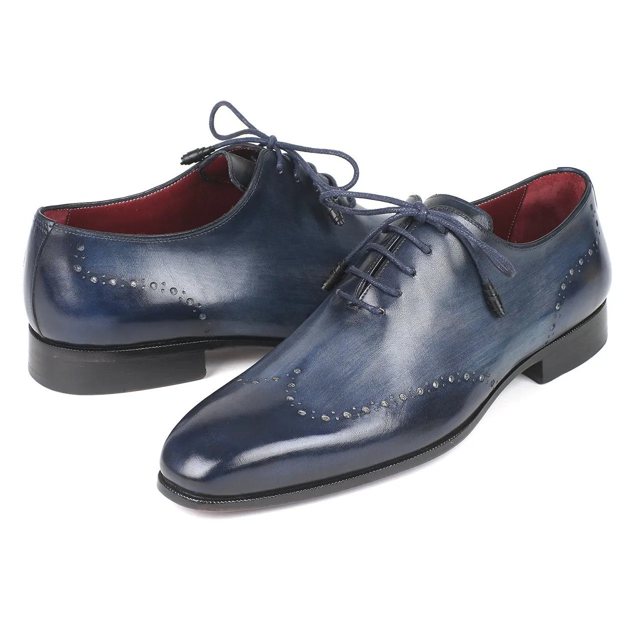 Paul Parkman 84NT76 Men's Shoes Navy Calf-Skin Leather Wholecut Oxfords (PM6293)