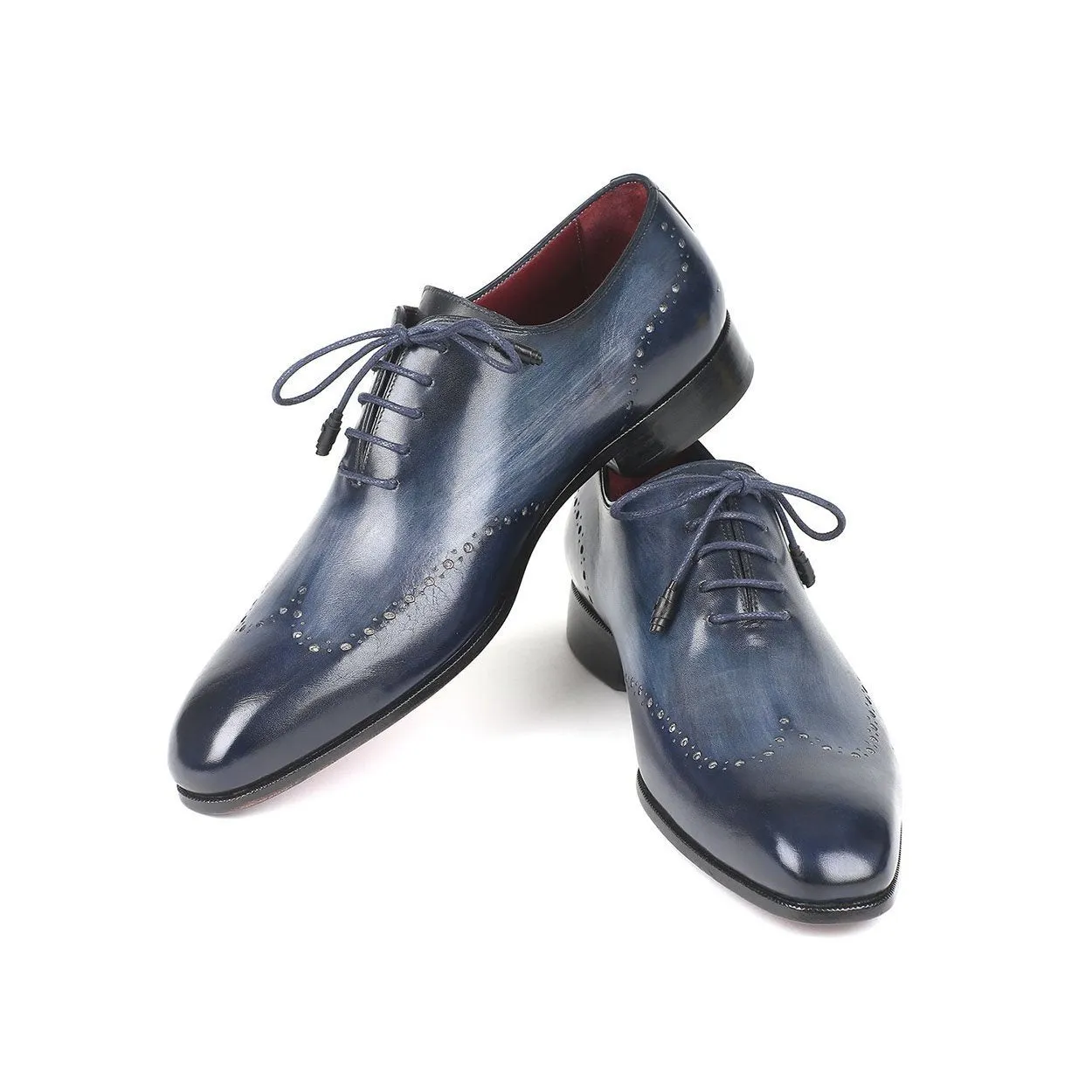 Paul Parkman 84NT76 Men's Shoes Navy Calf-Skin Leather Wholecut Oxfords (PM6293)