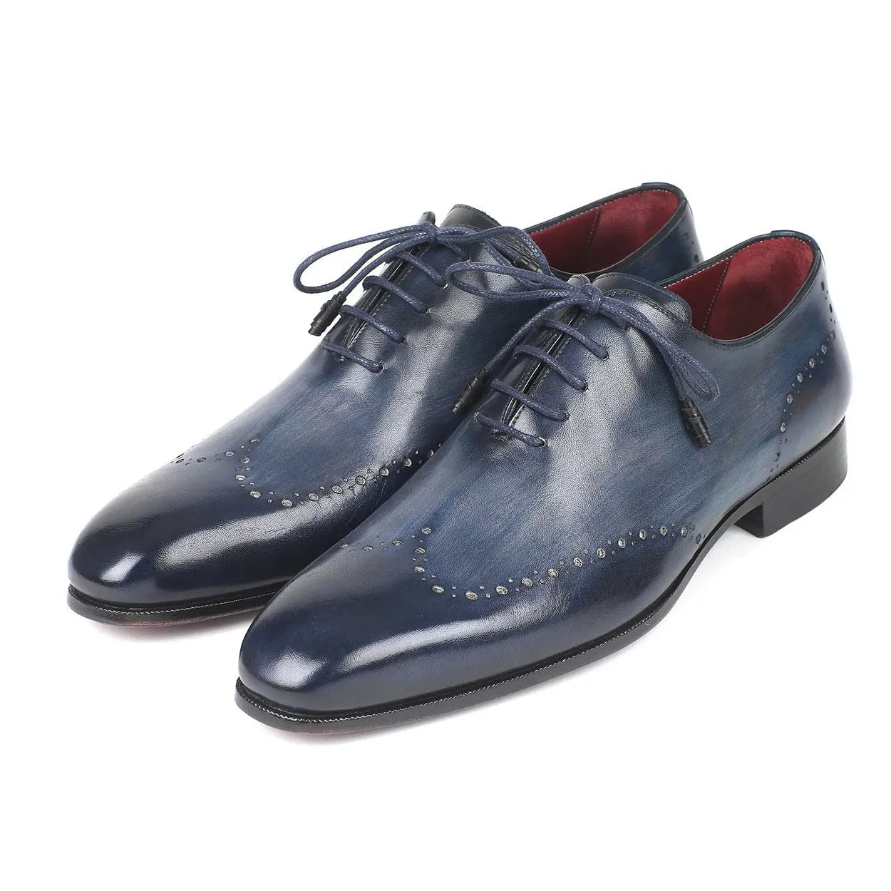 Paul Parkman 84NT76 Men's Shoes Navy Calf-Skin Leather Wholecut Oxfords (PM6293)