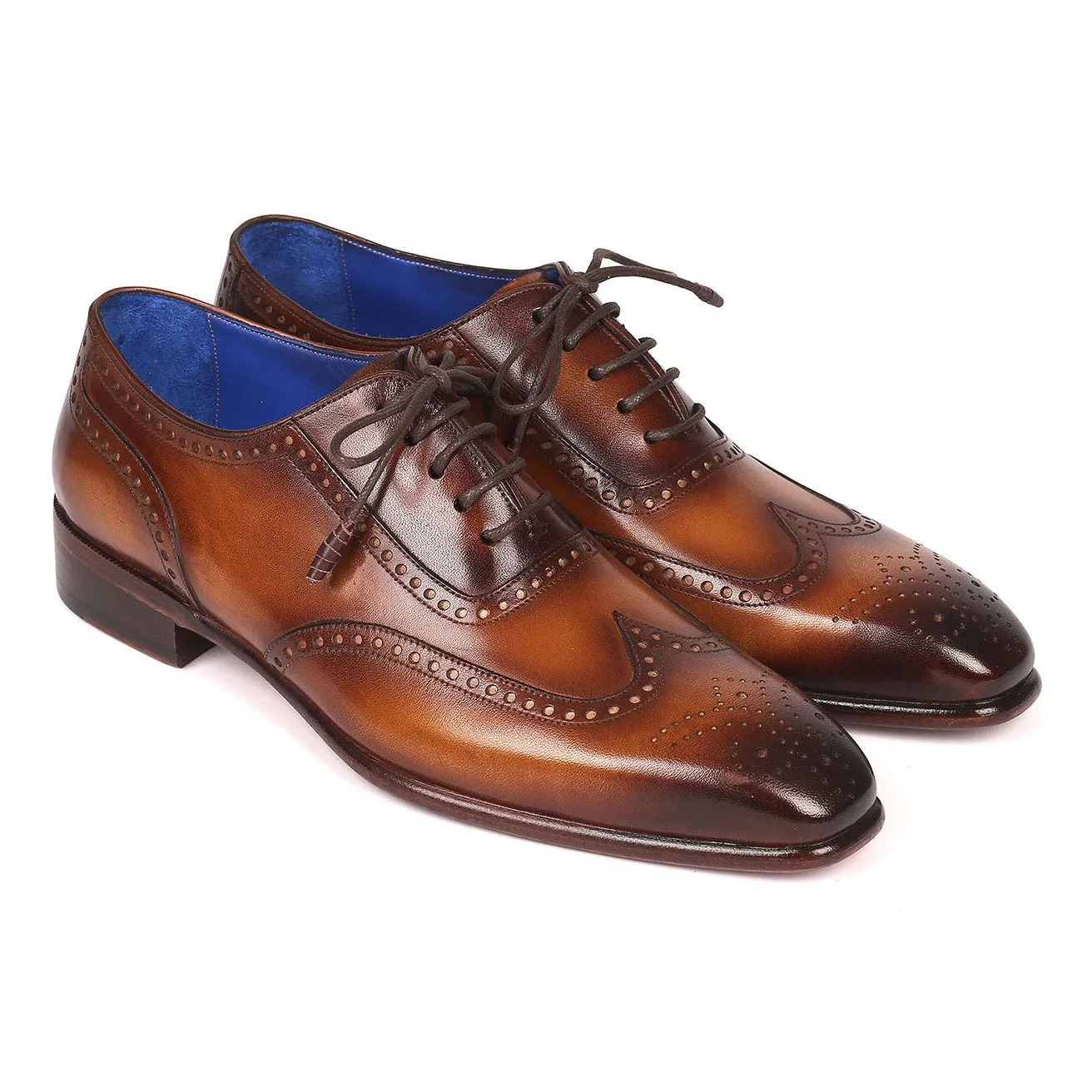 Paul Parkman Men's Designer Shoes Brown Calf-Skin Leather Wing-Tip Oxfords 711W03 (PM6203)