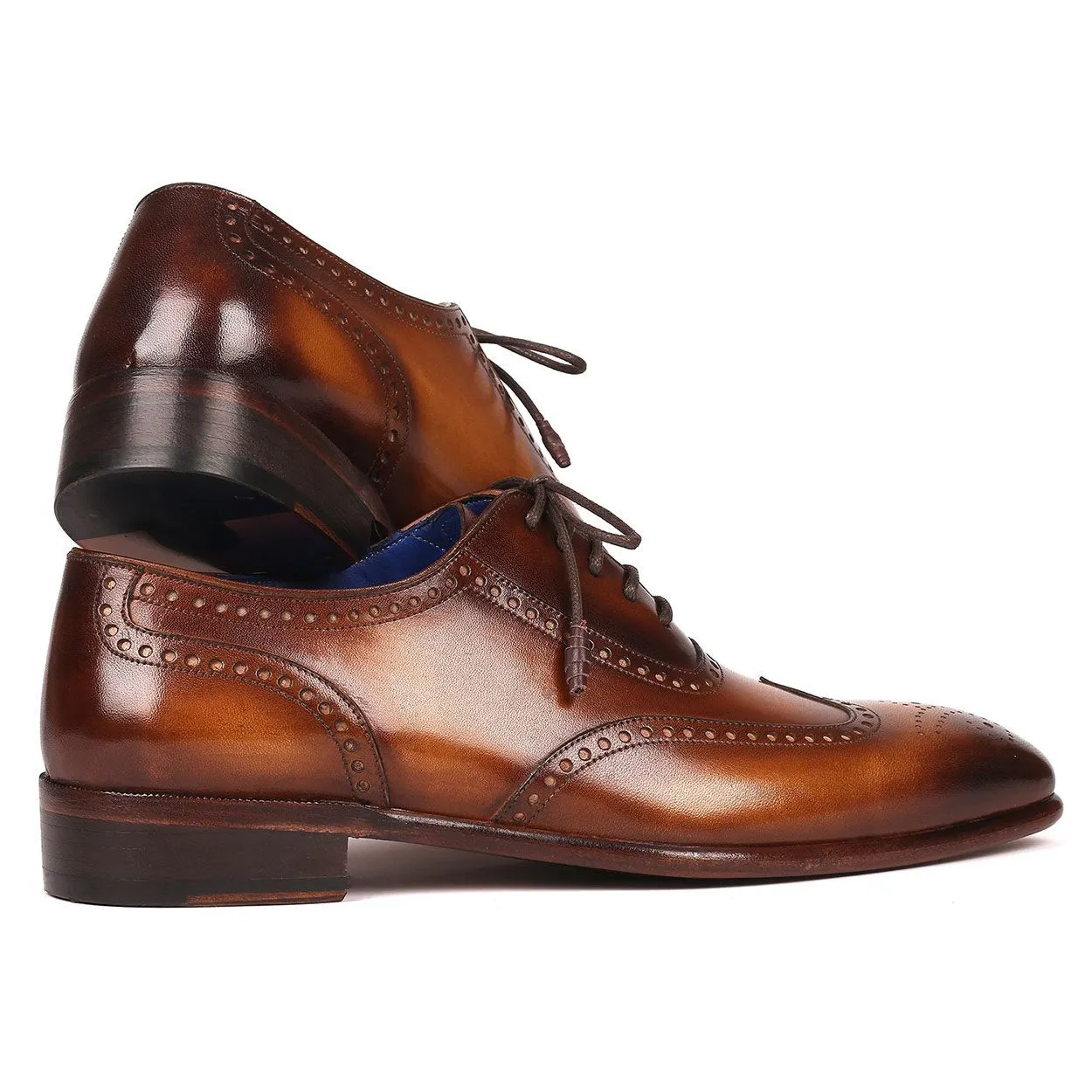 Paul Parkman Men's Designer Shoes Brown Calf-Skin Leather Wing-Tip Oxfords 711W03 (PM6203)