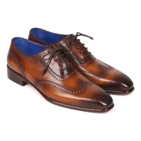 Paul Parkman Men's Designer Shoes Brown Calf-Skin Leather Wing-Tip Oxfords 711W03 (PM6203)