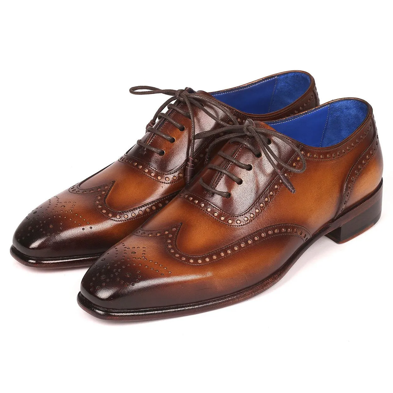 Paul Parkman Men's Designer Shoes Brown Calf-Skin Leather Wing-Tip Oxfords 711W03 (PM6203)