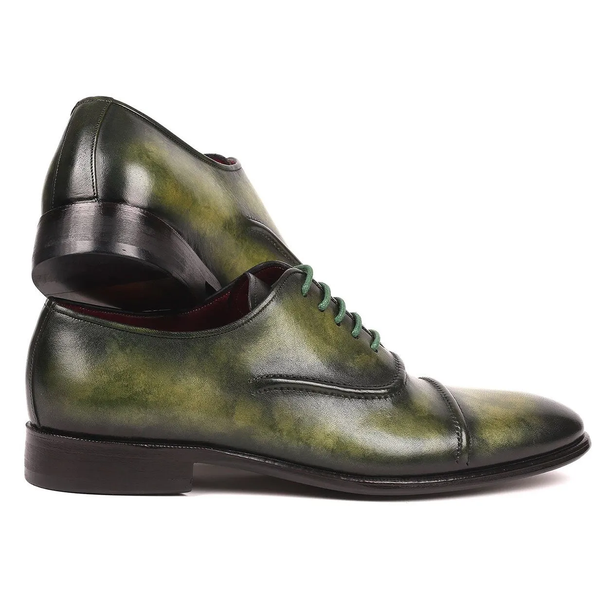 Paul Parkman Men's Green Calf-Skin Leather Cap-Toe Oxfords 077-GRN (PM6163)