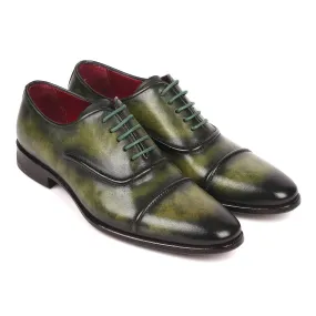 Paul Parkman Men's Green Calf-Skin Leather Cap-Toe Oxfords 077-GRN (PM6163)