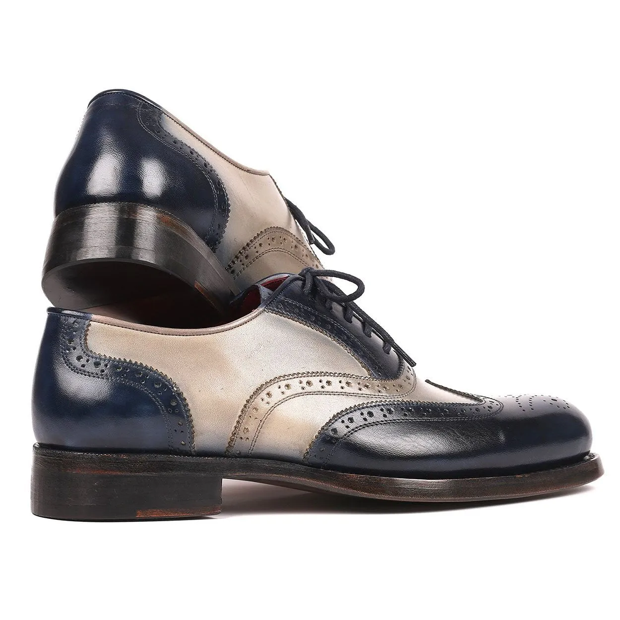 Paul Parkman Men's Navy & Gray Good Year Welted Wing-Tip Oxfords 021-NVYGRY (PM6169)