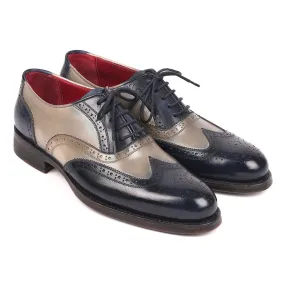 Paul Parkman Men's Navy & Gray Good Year Welted Wing-Tip Oxfords 021-NVYGRY (PM6169)