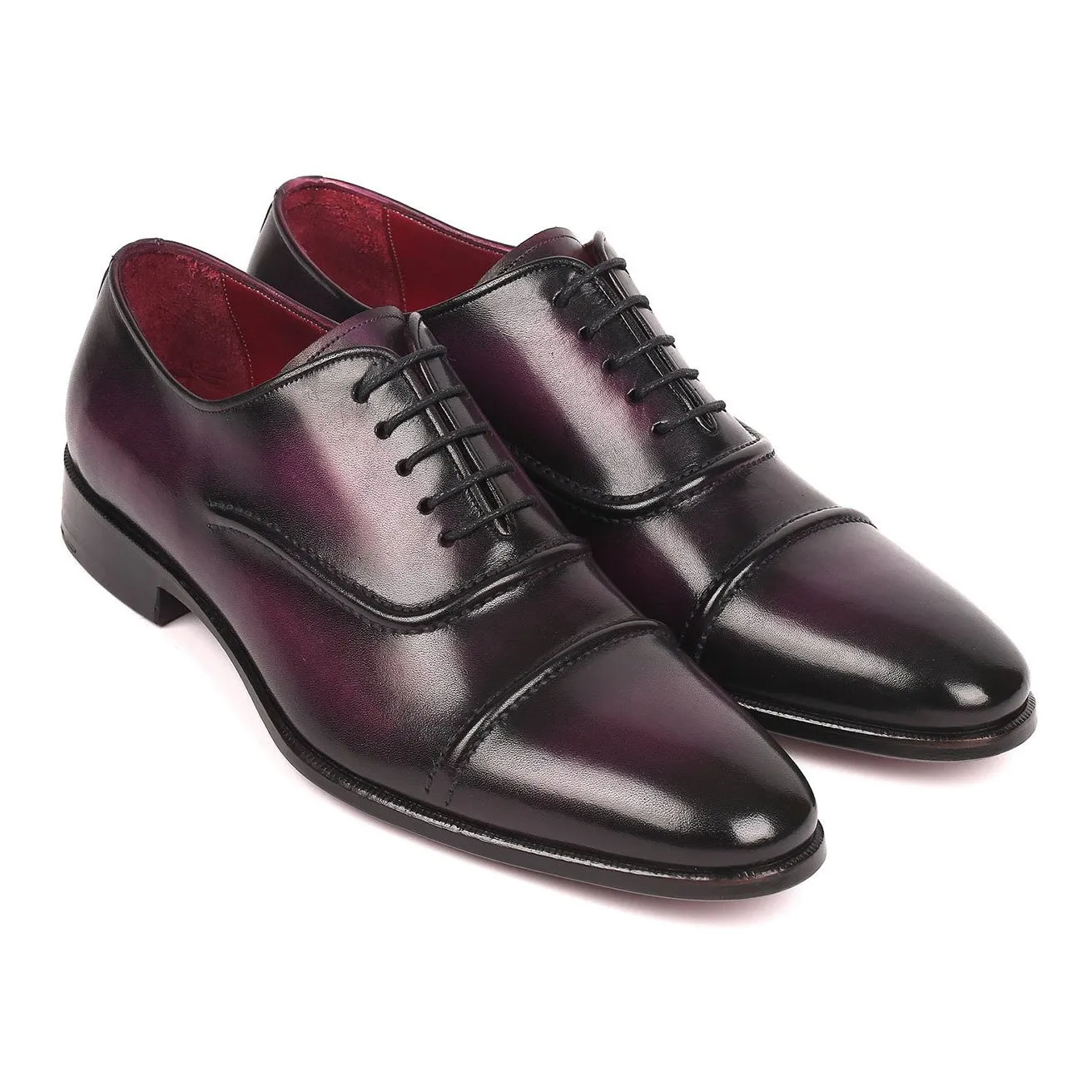 Paul Parkman Men's Purple Calf-Skin Leather Cap-Toe Oxfords 077-PRP (PM6164)