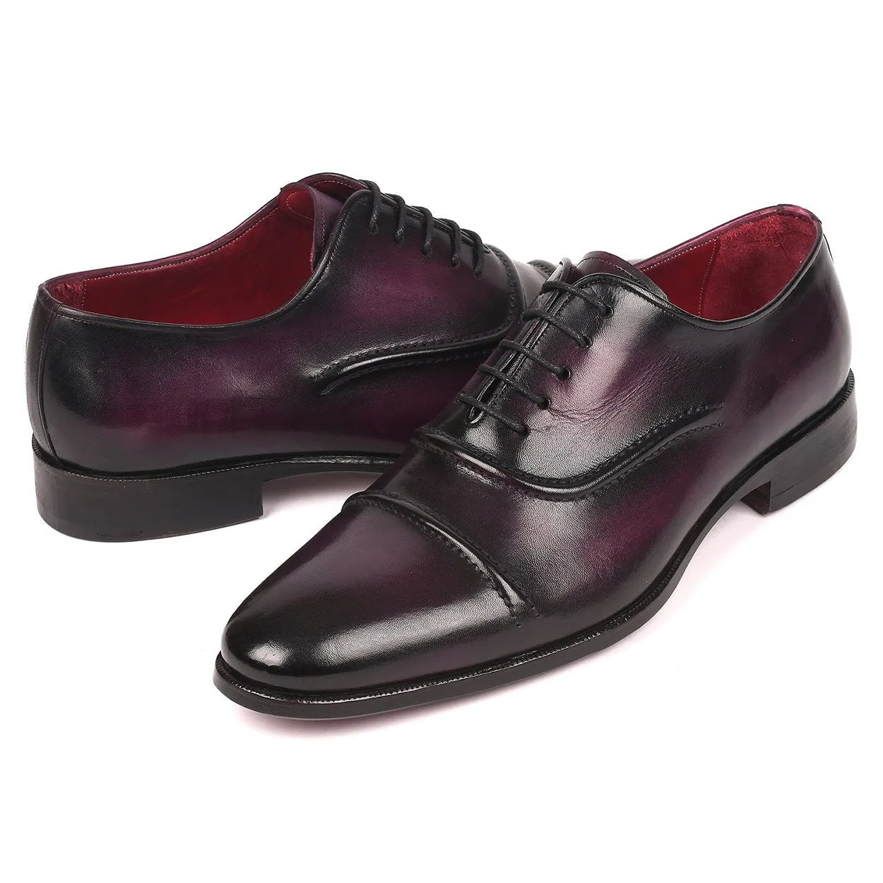 Paul Parkman Men's Purple Calf-Skin Leather Cap-Toe Oxfords 077-PRP (PM6164)