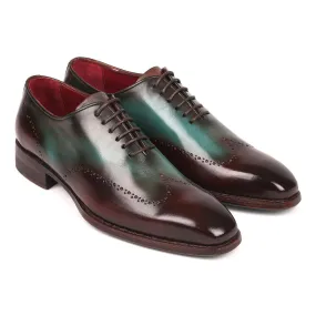 Paul Parkman Men's Shoes Brown & Turquoise Calf-Skin Leather Goodyear Welted Wingtip Oxfords 081-BTQ (PM6212)