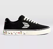 PEANUTS NAIOCA PRO Snoopy Skate Black Suede and Canvas Ivory Logo Sneaker Women