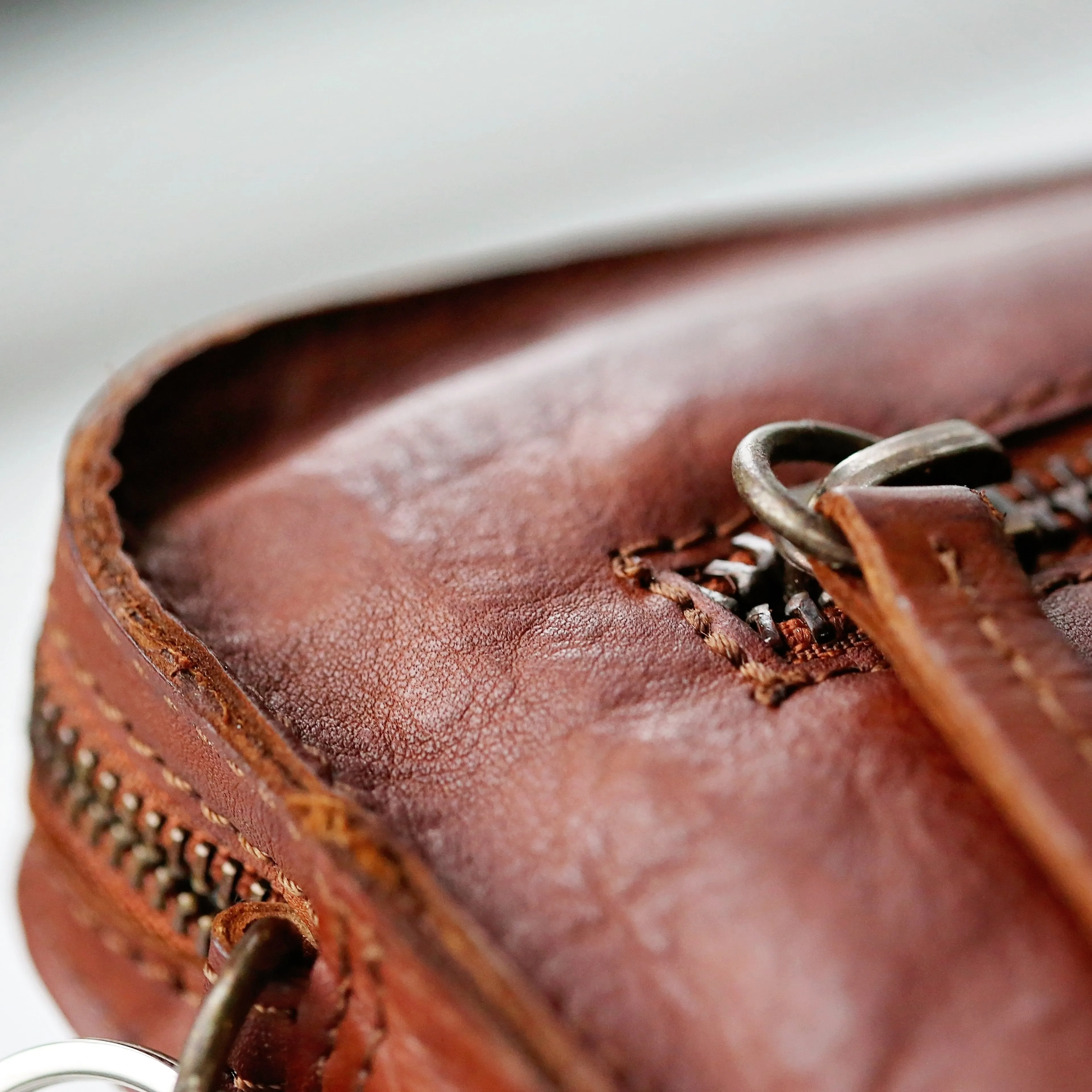 Personalised Vintage Leather Tablet Bag With Name Tag