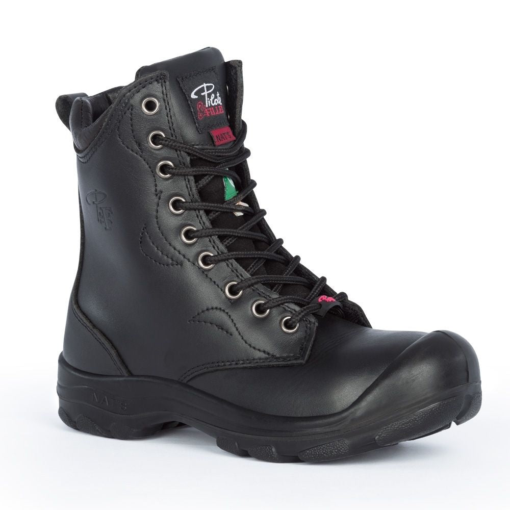 P&F S552 Women's 8 Steel Toe Leather Work Boot - Black