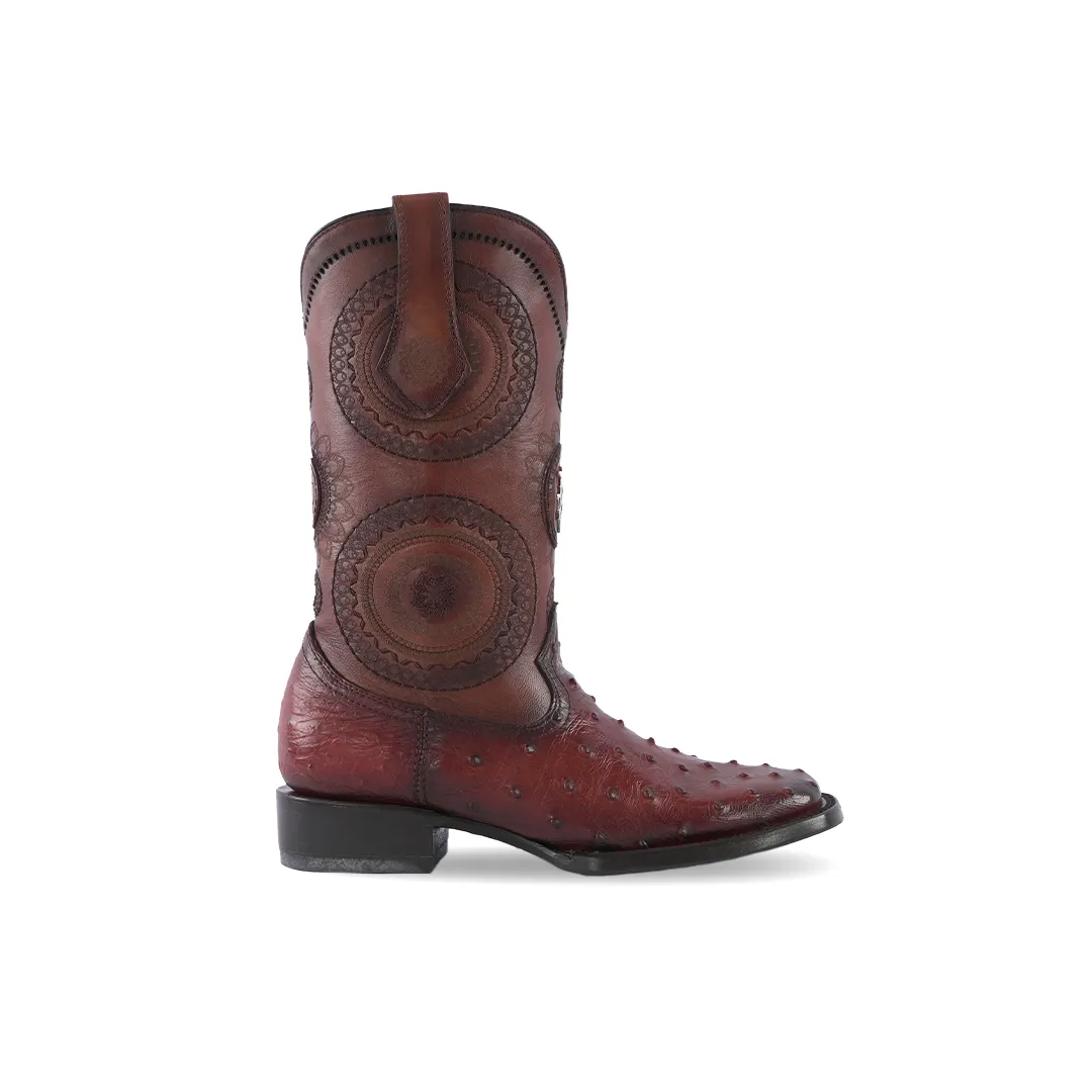 Platino Texas Country Exotic Boot Ostrich Miel Rodeo Toe