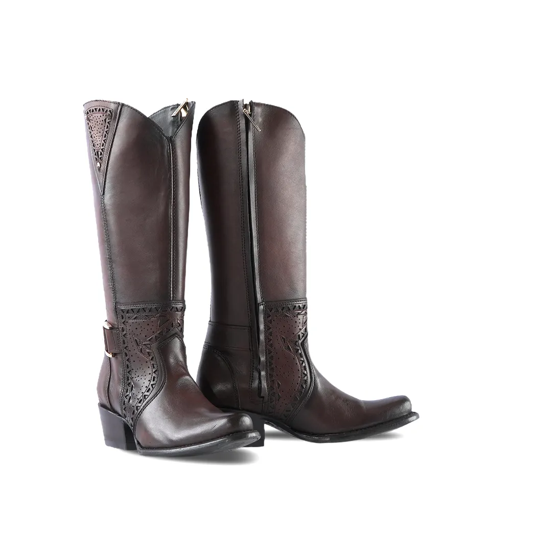 Platino Texas Country Womens Western Boot Peli Choco Brosh Conny