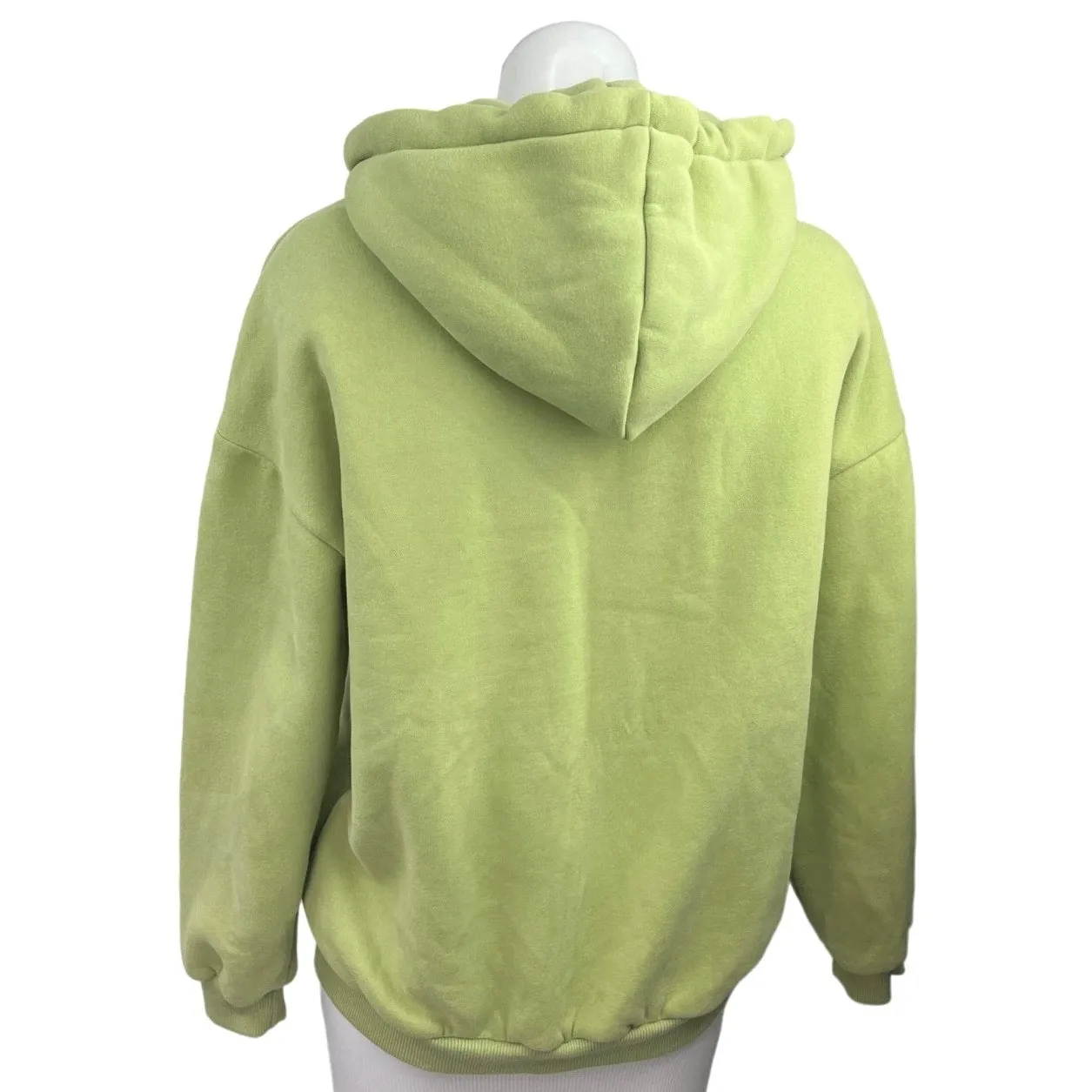 Princess Polly Green Fleece Zip Up Hoodie Hooded Sweater Sweatshirt Jacket Top 0