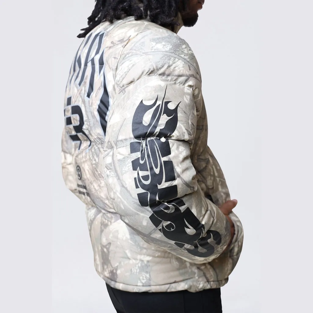 Printed Puffer Jacket - Khaki Hunting Camo