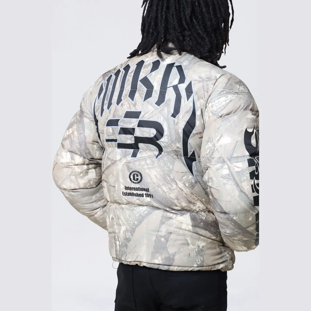 Printed Puffer Jacket - Khaki Hunting Camo