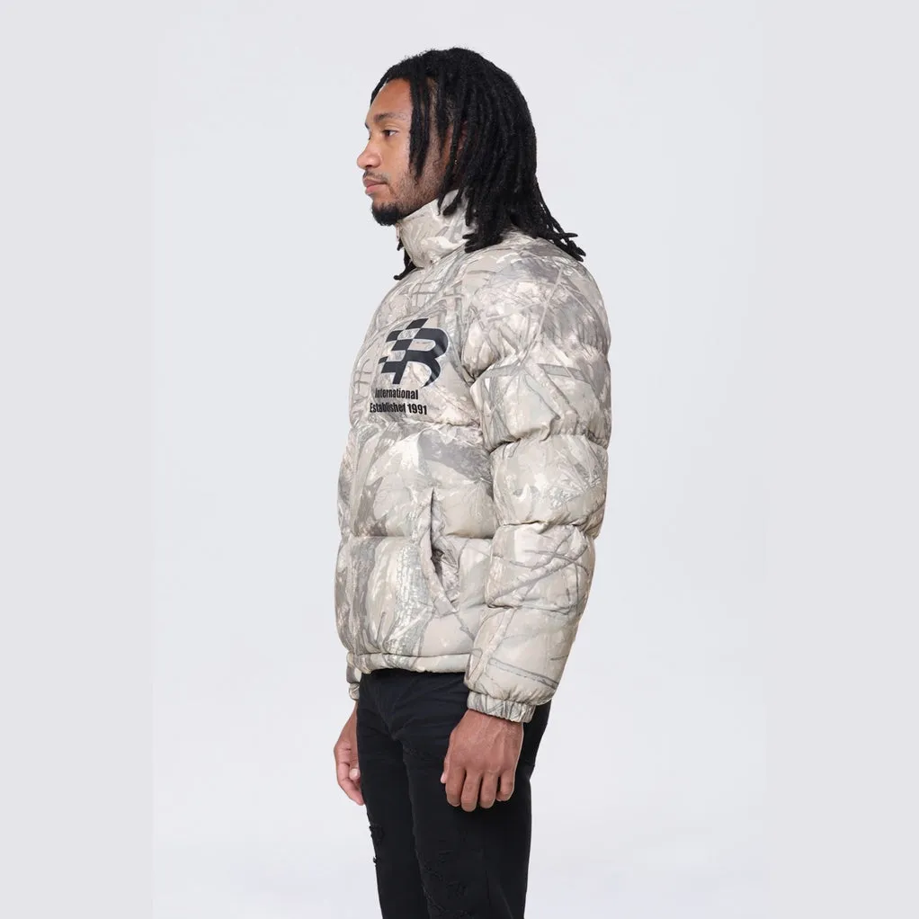 Printed Puffer Jacket - Khaki Hunting Camo