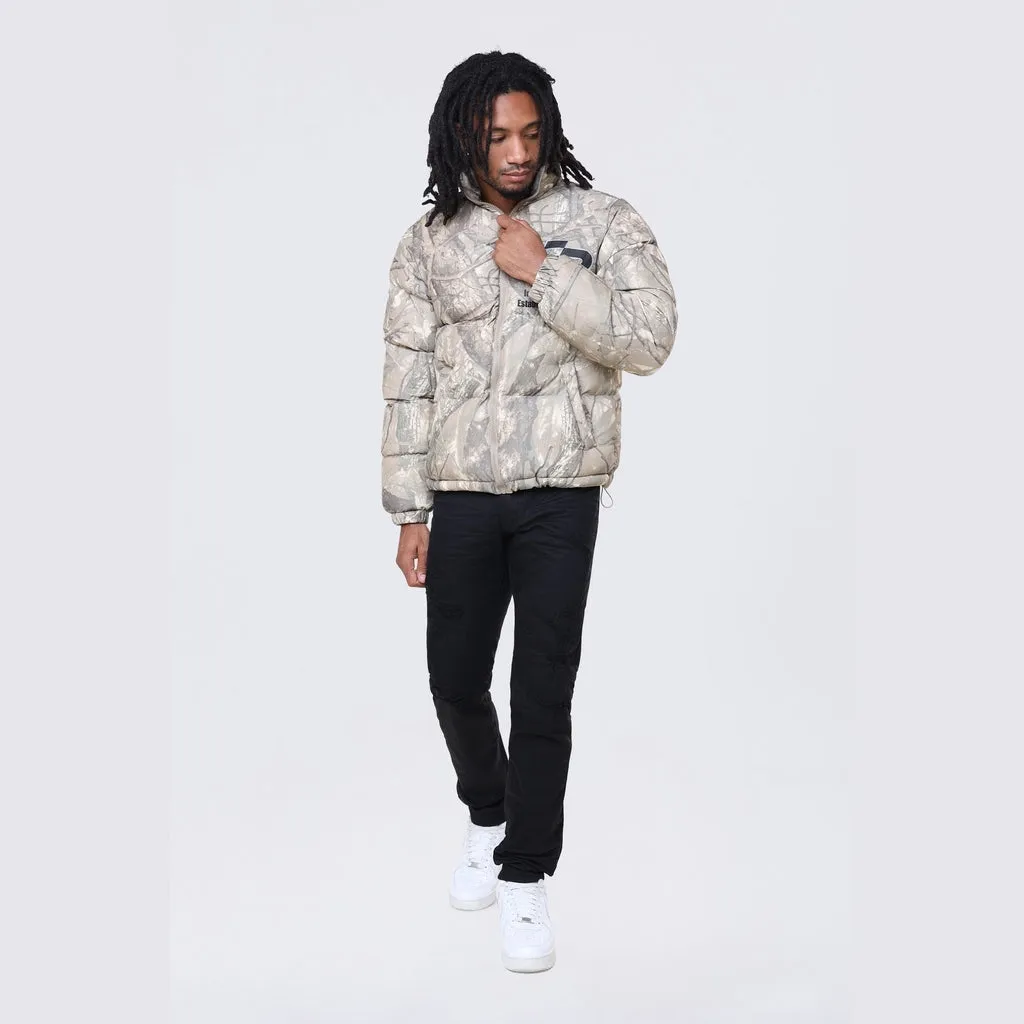 Printed Puffer Jacket - Khaki Hunting Camo