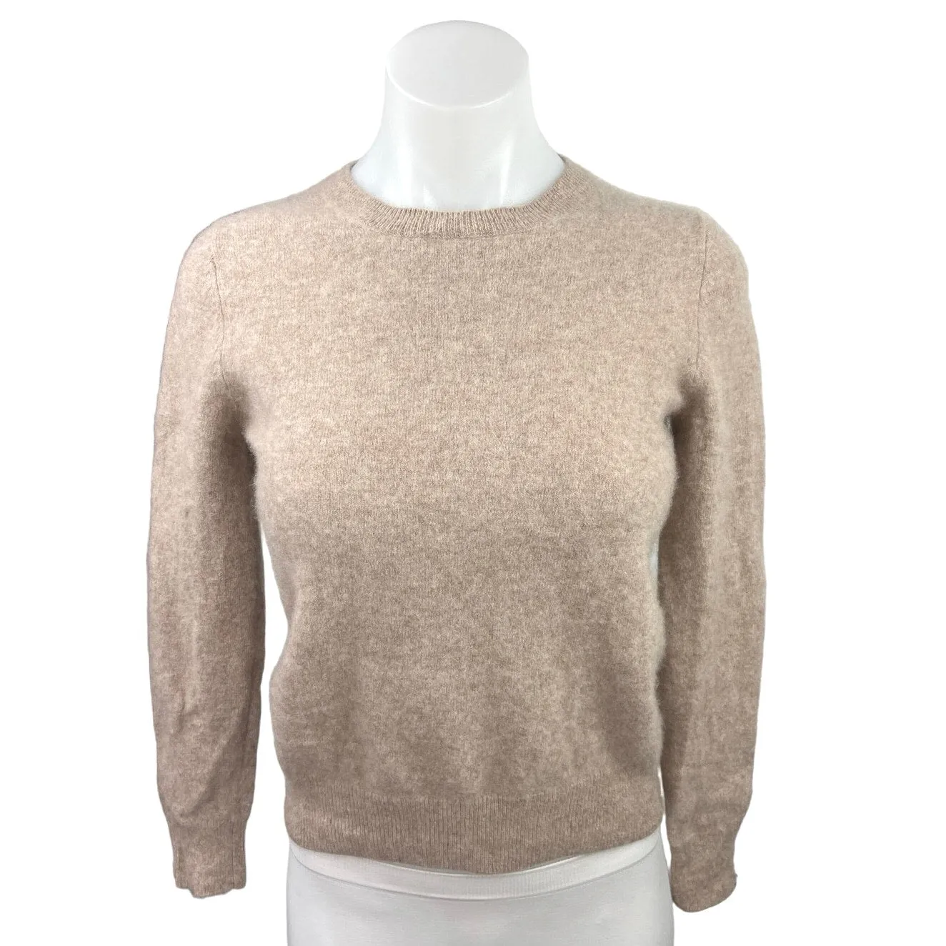 Quince Brown 100% Cashmere Cozy Knit Crew Long Sleeve Pullover Sweater Top Sz S