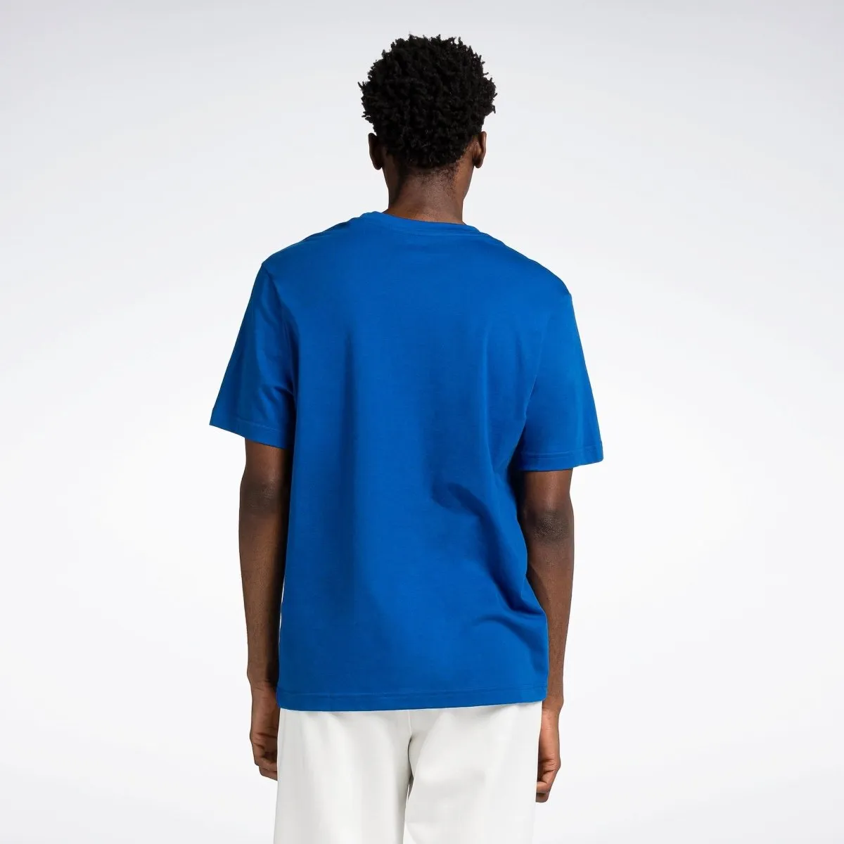 REEBOK MEN'S IDENTITY BIG STACKED LOGO BLUE TEE