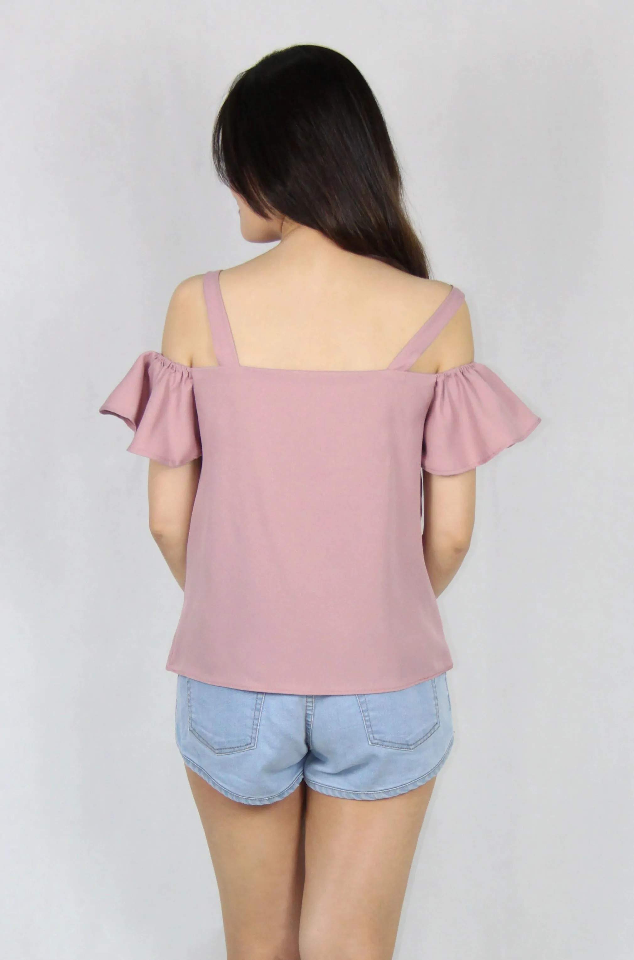 Ruffles Off-Shoulder Top in Pink