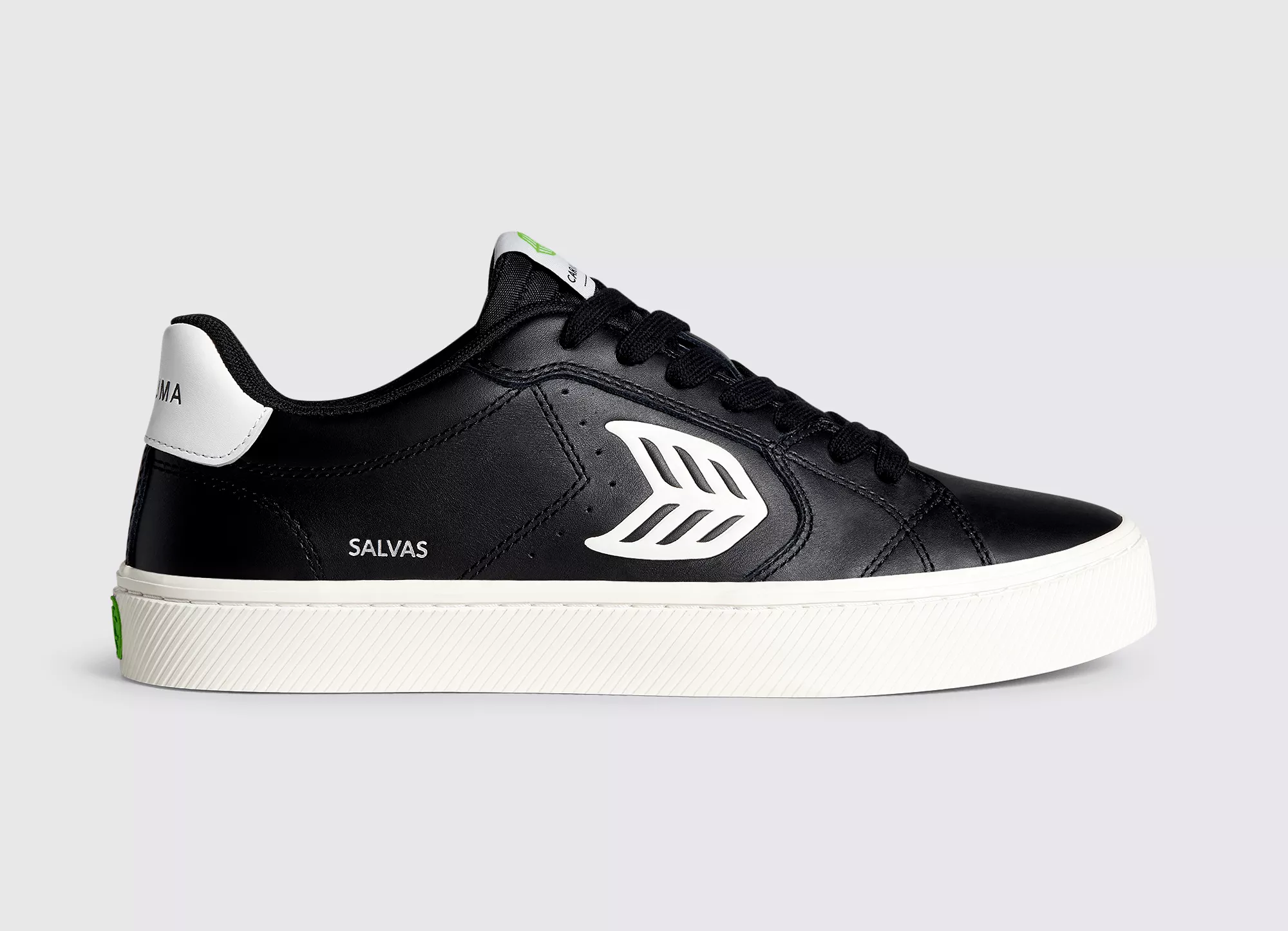 SALVAS Black Leather Off-White Logo Sneaker Men