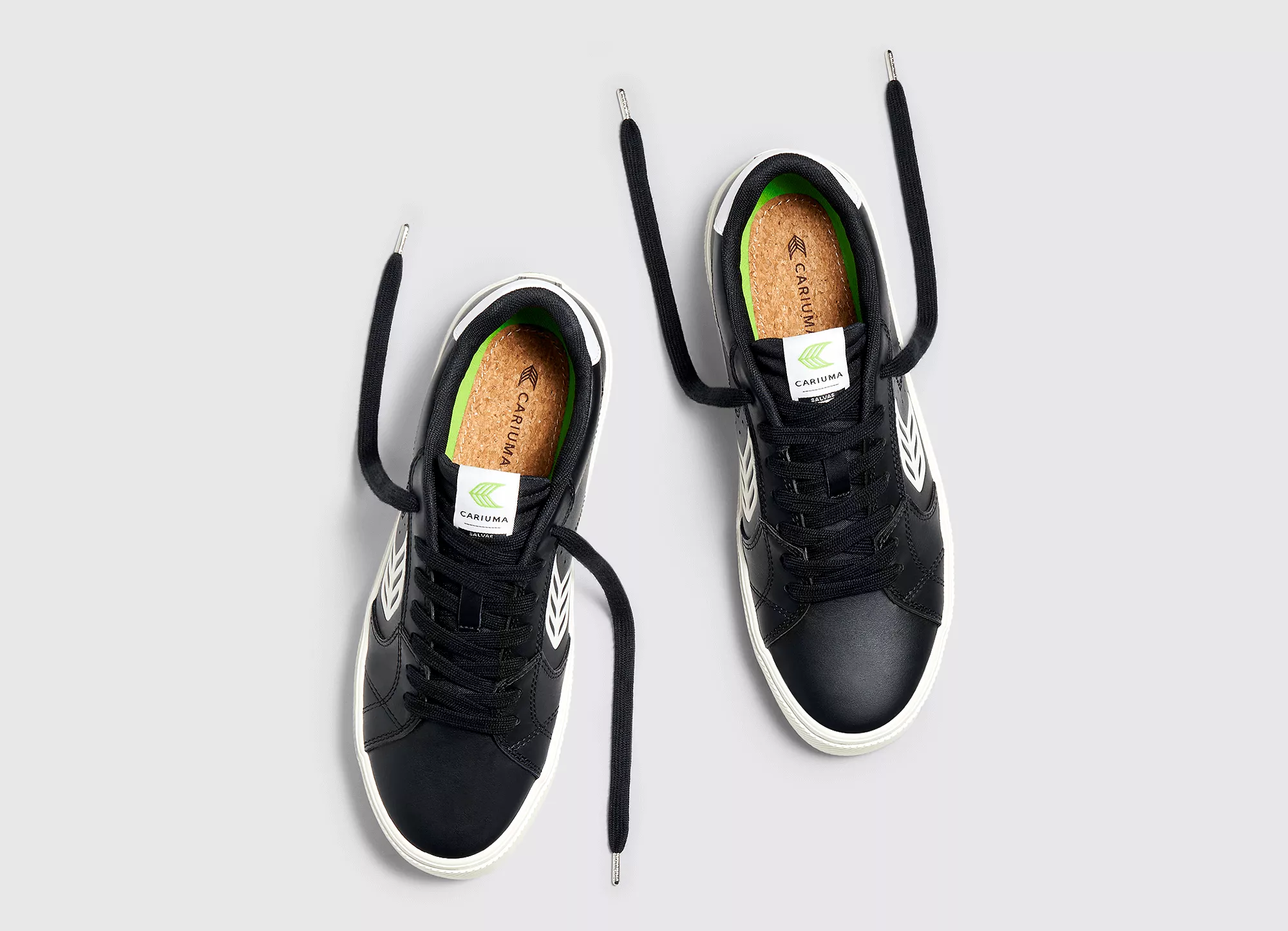 SALVAS Black Leather Off-White Logo Sneaker Men