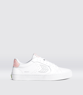 SALVAS White Leather Ice Logo Rose Sneaker Men