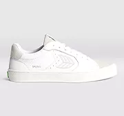 SALVAS White Premium Leather Vintage White Suede Ice Logo Sneaker Men