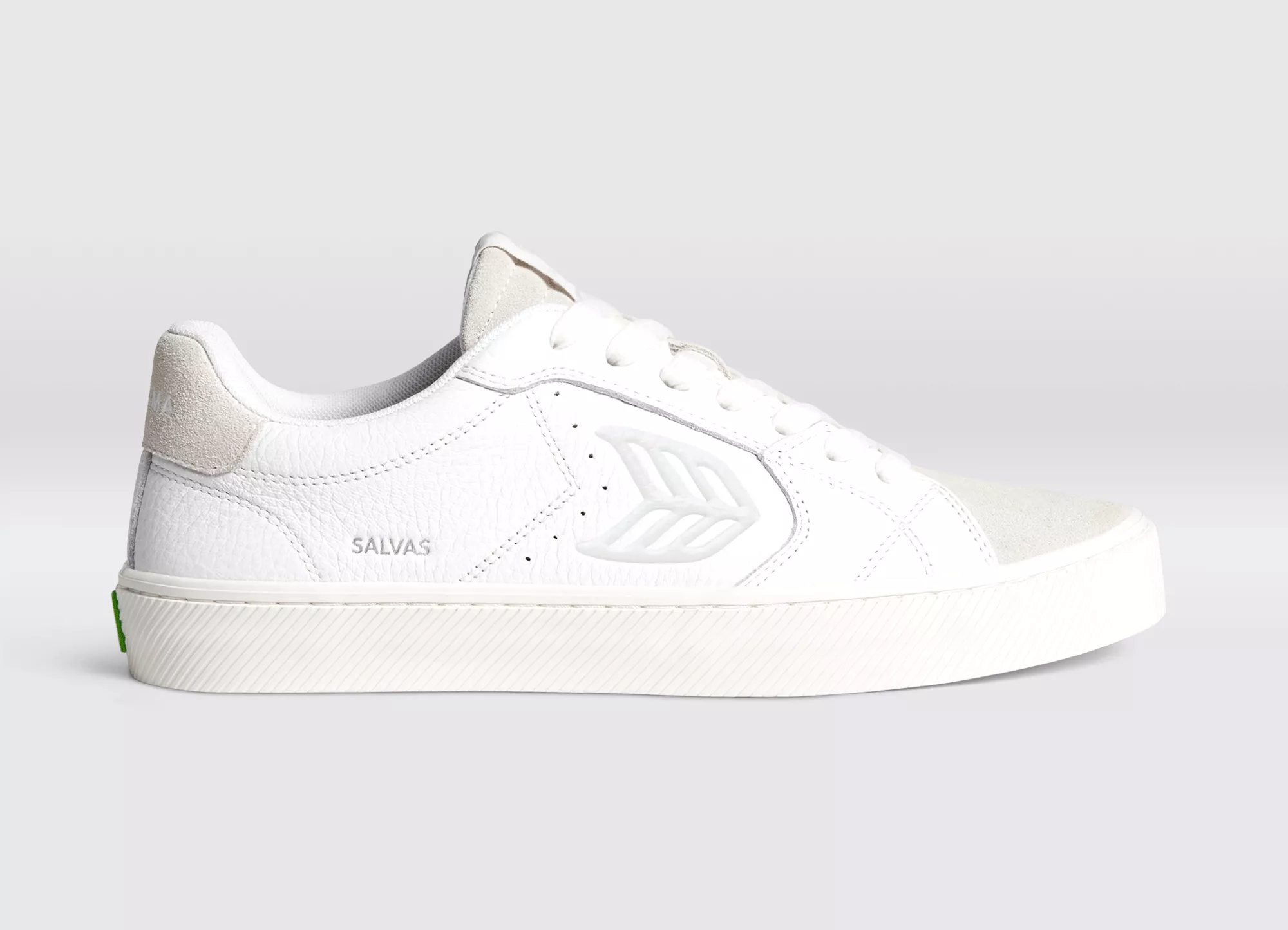 SALVAS White Premium Leather Vintage White Suede Ice Logo Sneaker Men