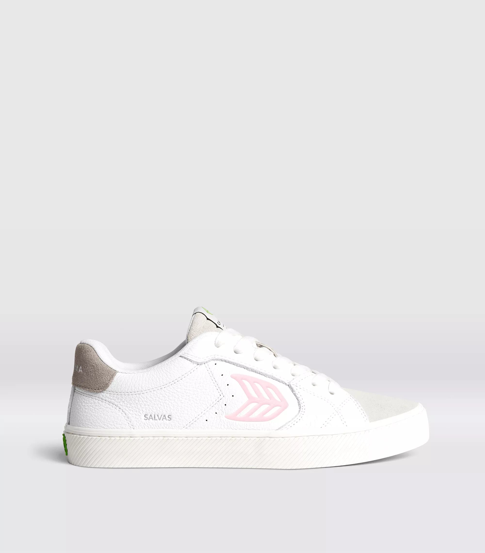 SALVAS White Premium Leather Vintage White Suede Rose Logo Sneaker Men