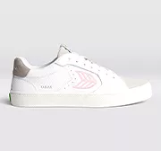 SALVAS White Premium Leather Vintage White Suede Rose Logo Sneaker Men