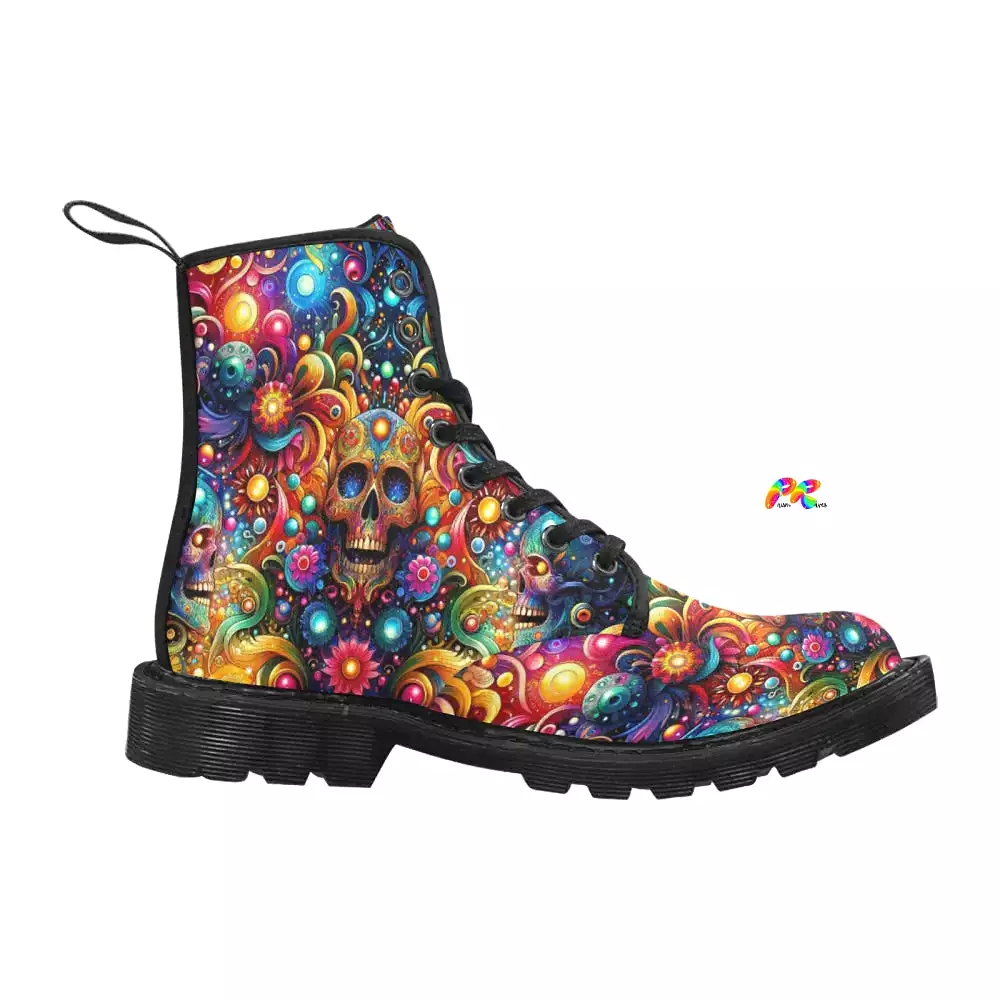 Skull Light Fantasia Rave Canvas Boots