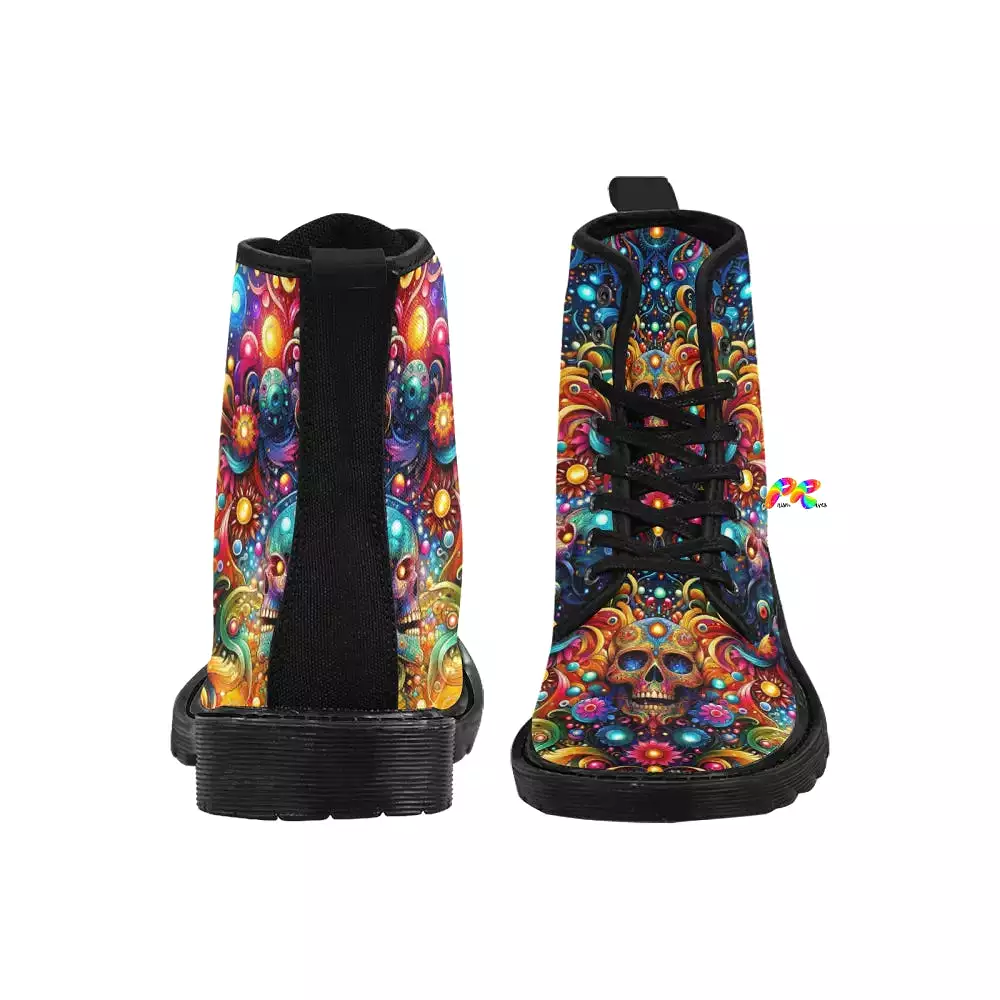 Skull Light Fantasia Rave Canvas Boots