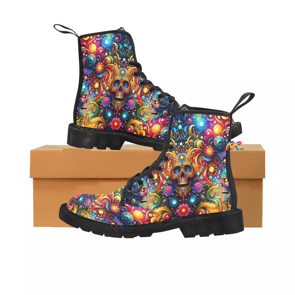 Skull Light Fantasia Rave Canvas Boots