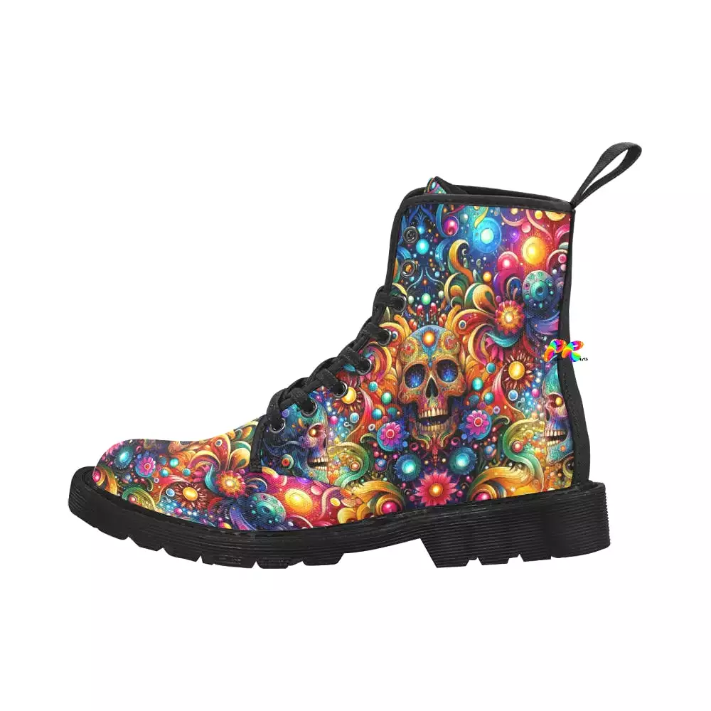 Skull Light Fantasia Rave Canvas Boots