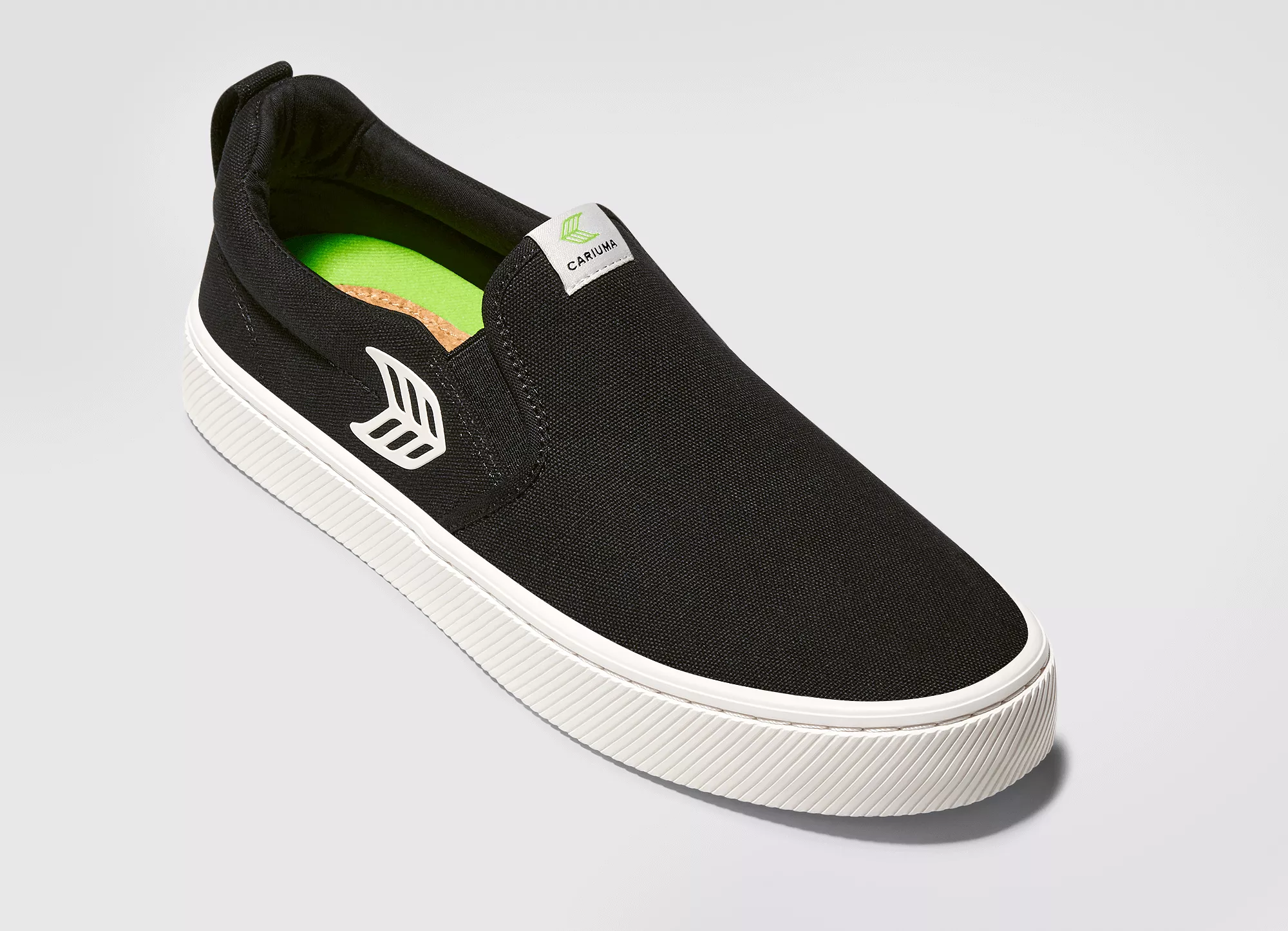 SLIP ON Black Canvas Off-White Logo Sneaker Men