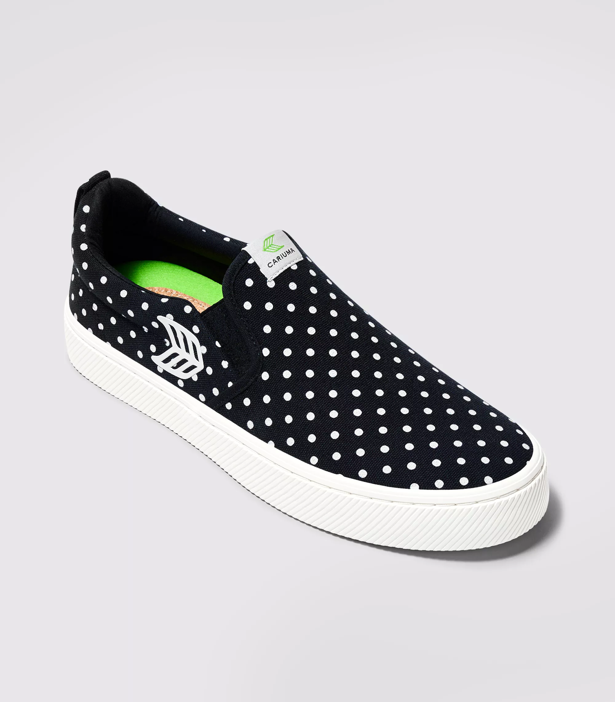 SLIP ON Black Canvas White Polka Dots Sneaker Men