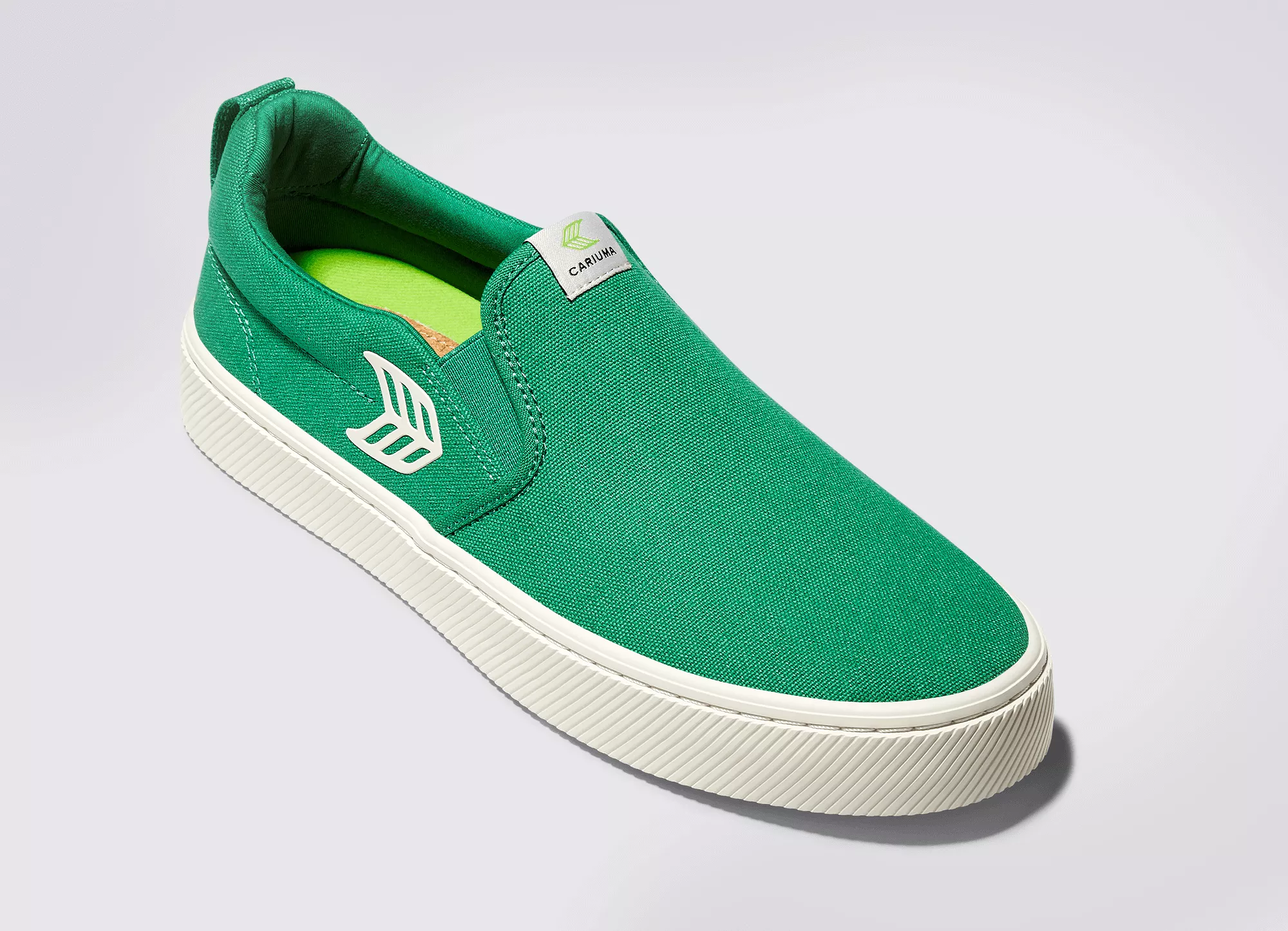 SLIP ON Green Canvas Ivory Logo Sneaker Women