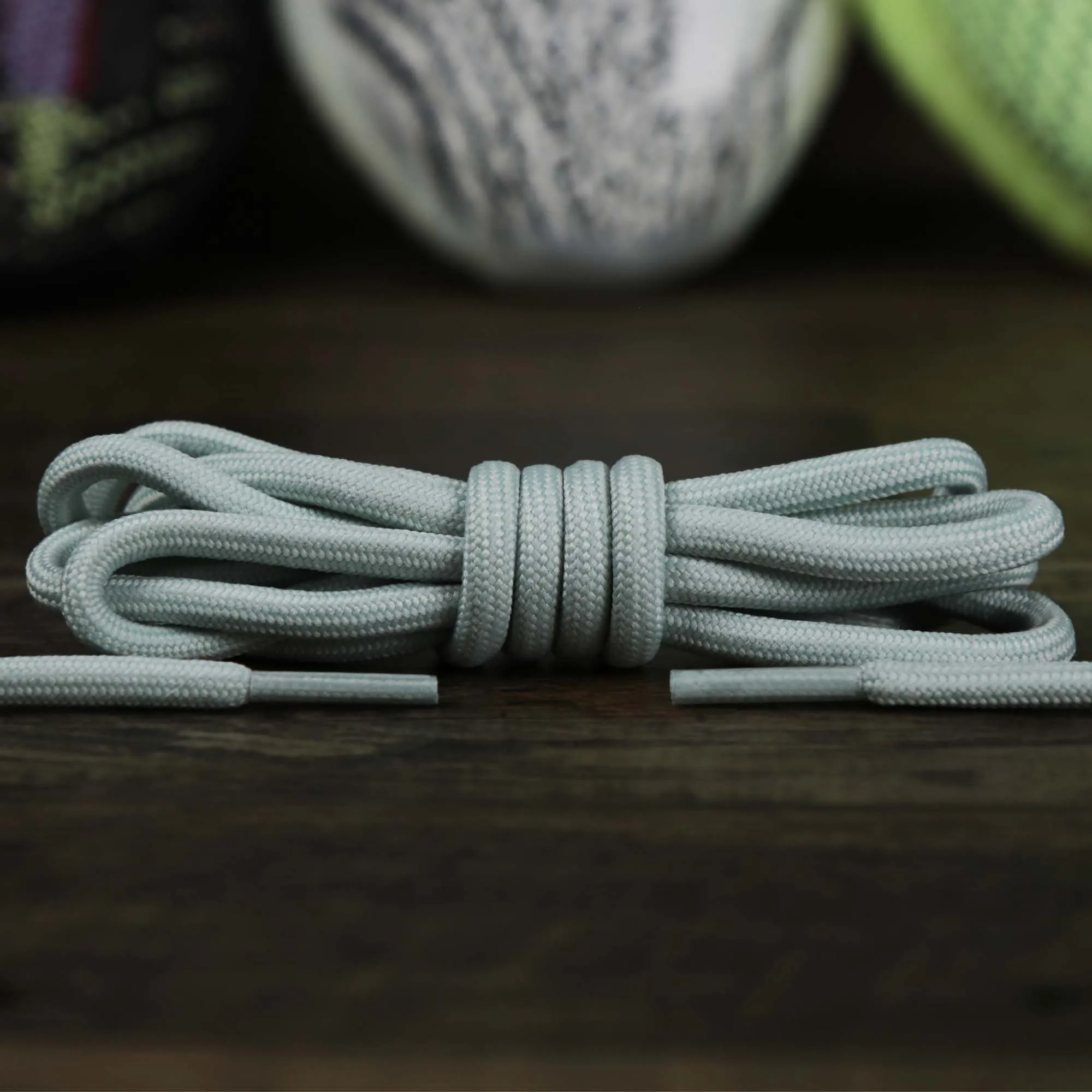 Solid Rope Icey Grey Shoelaces with Icey Grey Aglets | 120cm Capswag