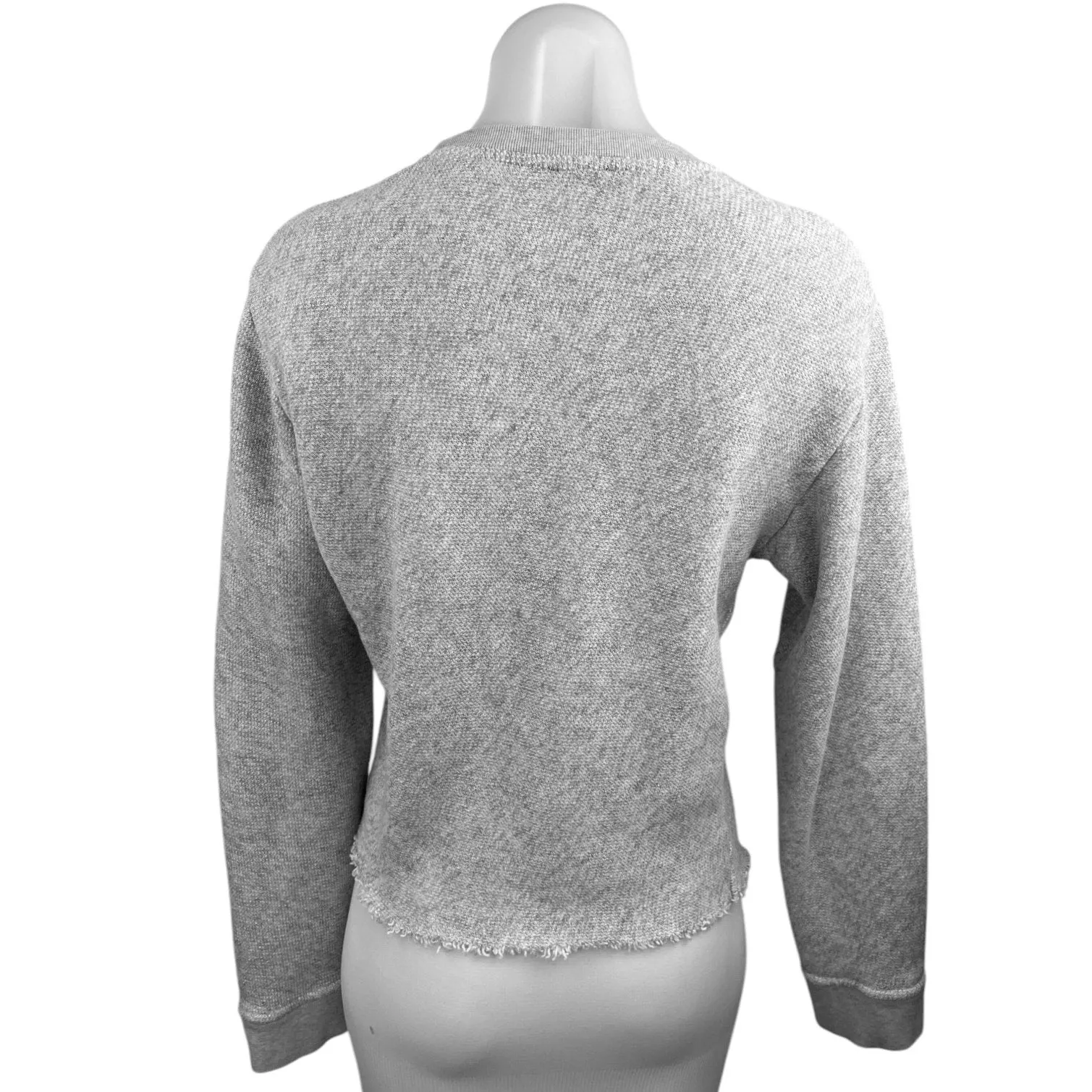 Steven Alan Light Gray Knit Cozy Crew Neck Raw Hem Pullover Sweater Top Size S