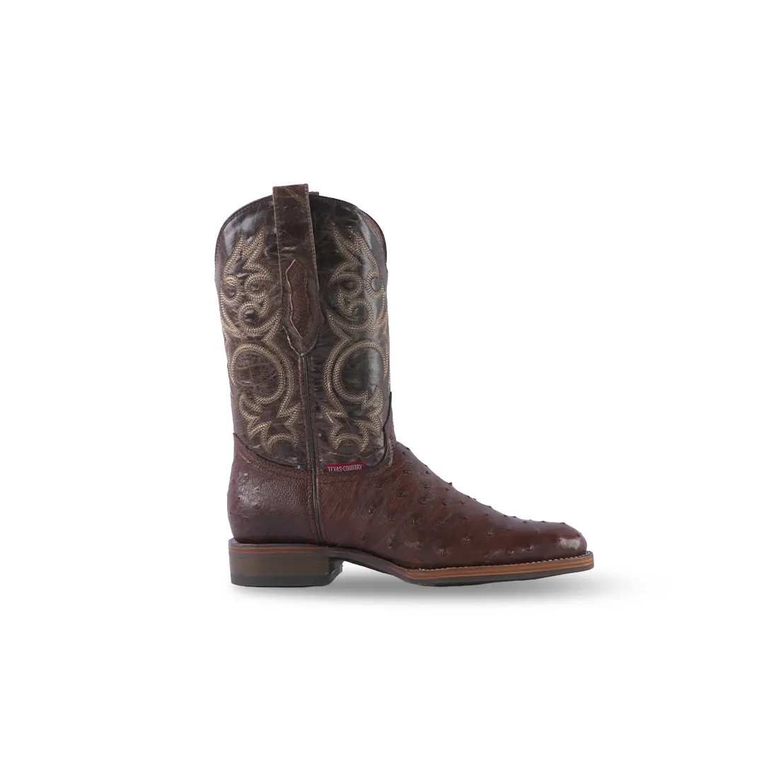 Texas Country Exotic Boot PS Ostrich Tabaco Tacoma Toe