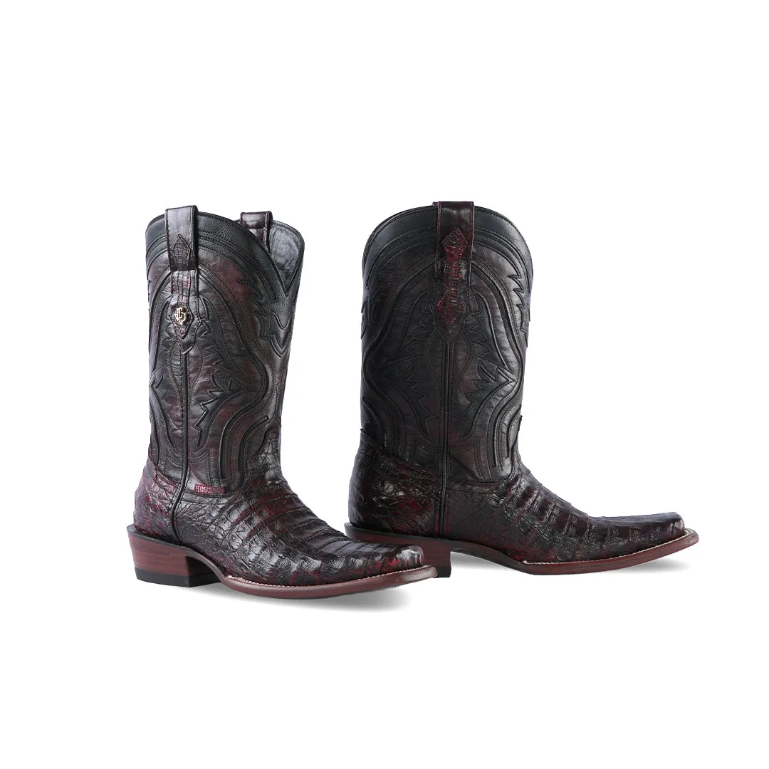 Texas Country Exotic Boot PS Panza Caiman Belly Black Cherry TC Toe LM151