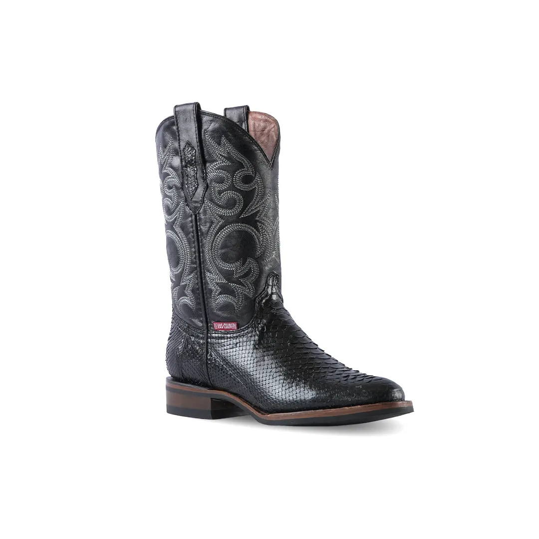 Texas Country Exotic Boot PS Python Black Tacoma Toe