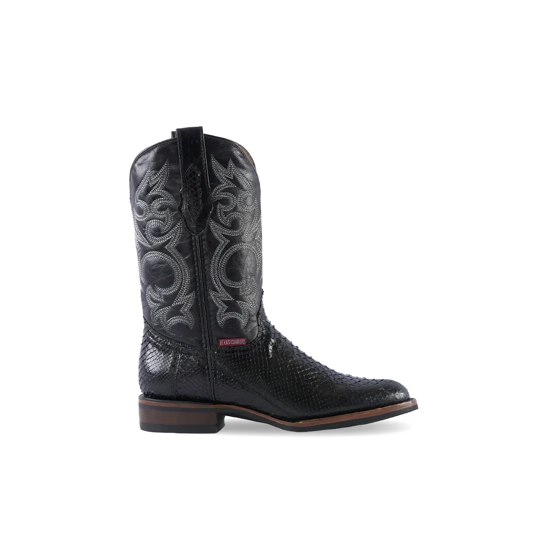 Texas Country Exotic Boot PS Python Black Tacoma Toe