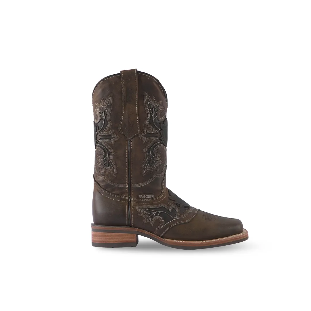 Texas Country Western Boot Azkar Tan Senne Camel Rodeo Toe E645