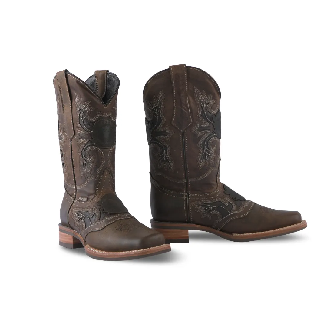 Texas Country Western Boot Azkar Tan Senne Camel Rodeo Toe E645